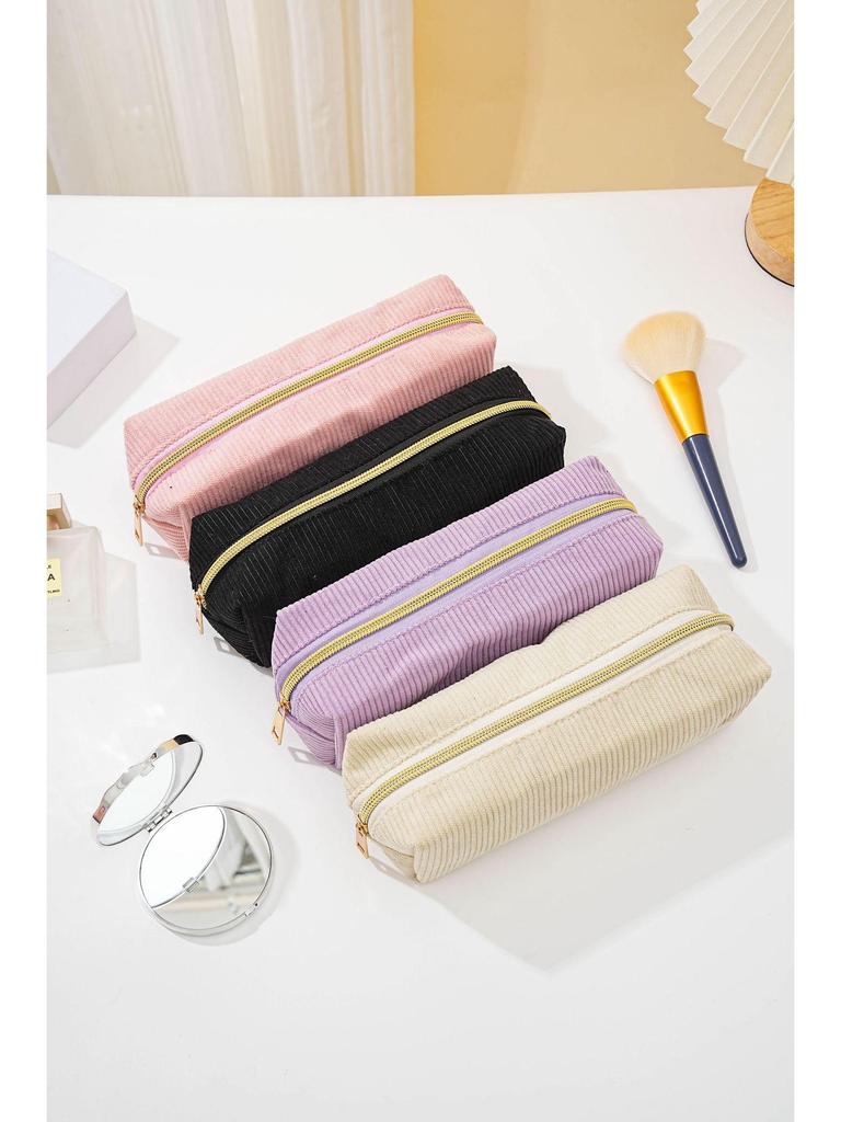Duży piórnik i kosmetyczka z sztruksu - Przenośny schowek na przybory toaletowe i artykuły piśmiennicze na podróże służbowe