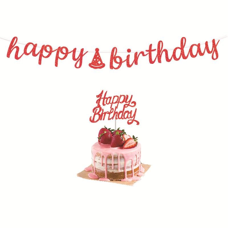 Glitter Happy Birthday Letter Banner Party Hanging Decor Garland Set