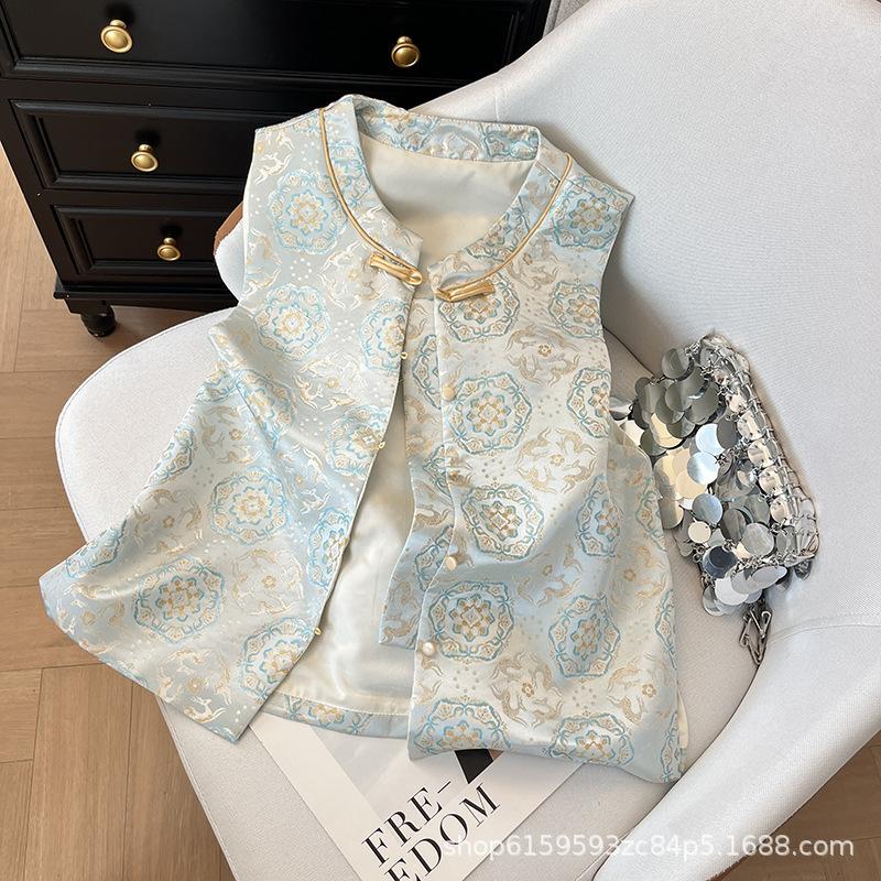 Chinese vest vest women's early spring 2025 new antique Han element sleeveless vest top