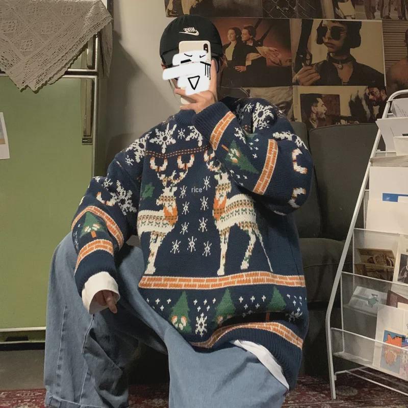 Veste d'hiver style Hong Kong et pull de Noël ample coréen pour garçons