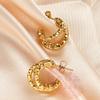 18K Gold Pleated Silver Titanium Steel Stud Earrings - Luxury European & American Design