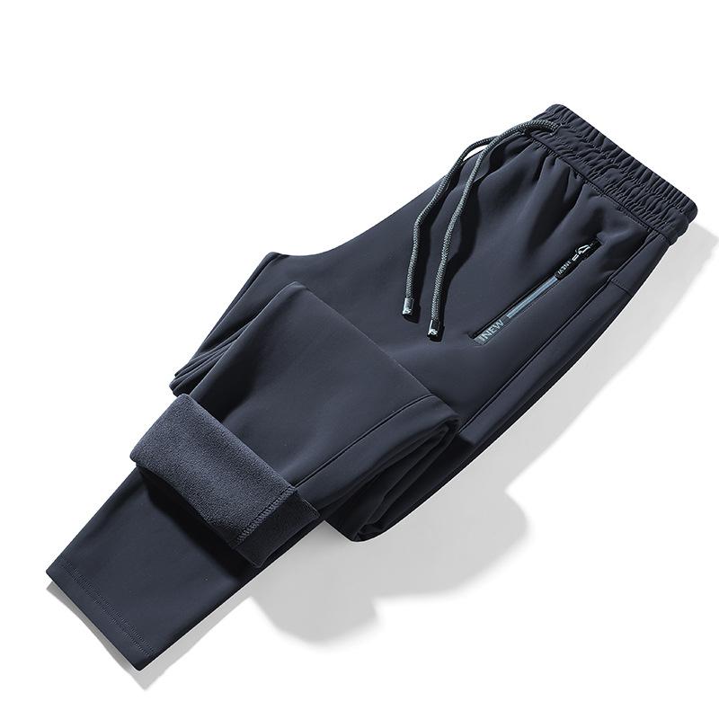 Men's winter new velvet thickened warm simple casual versatile solid color sweatpants micro-elastic men's trousers