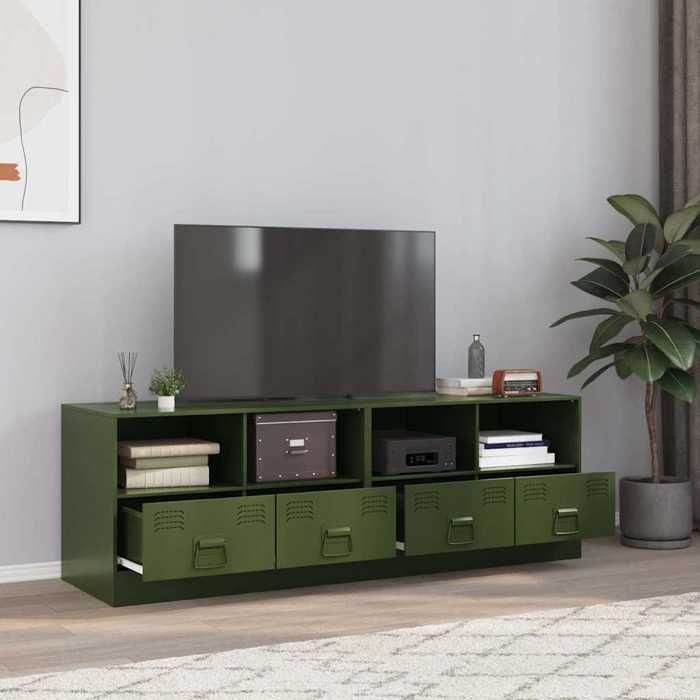 VidaXL Meubles TV 2 pcs vert olive 67x39x44 cm acier 841748