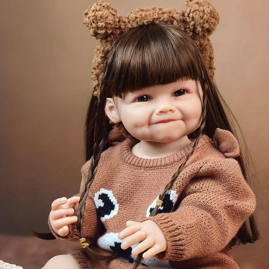 BZDOLL Lifelike Realistic Reborn Baby Girl Doll 55 CM 22 Inch Soft Full Silicone Princess Toddler Art Bebe Birthday Gifts for Child