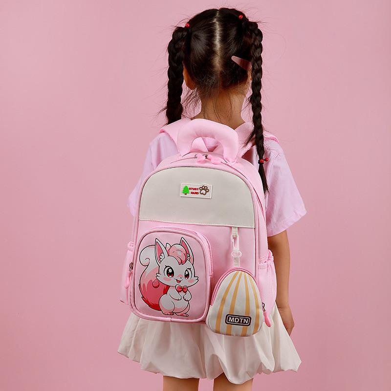 Squirrel Pattern Cartoon Cute Animal Kids Girl Backpack For School Nursery And