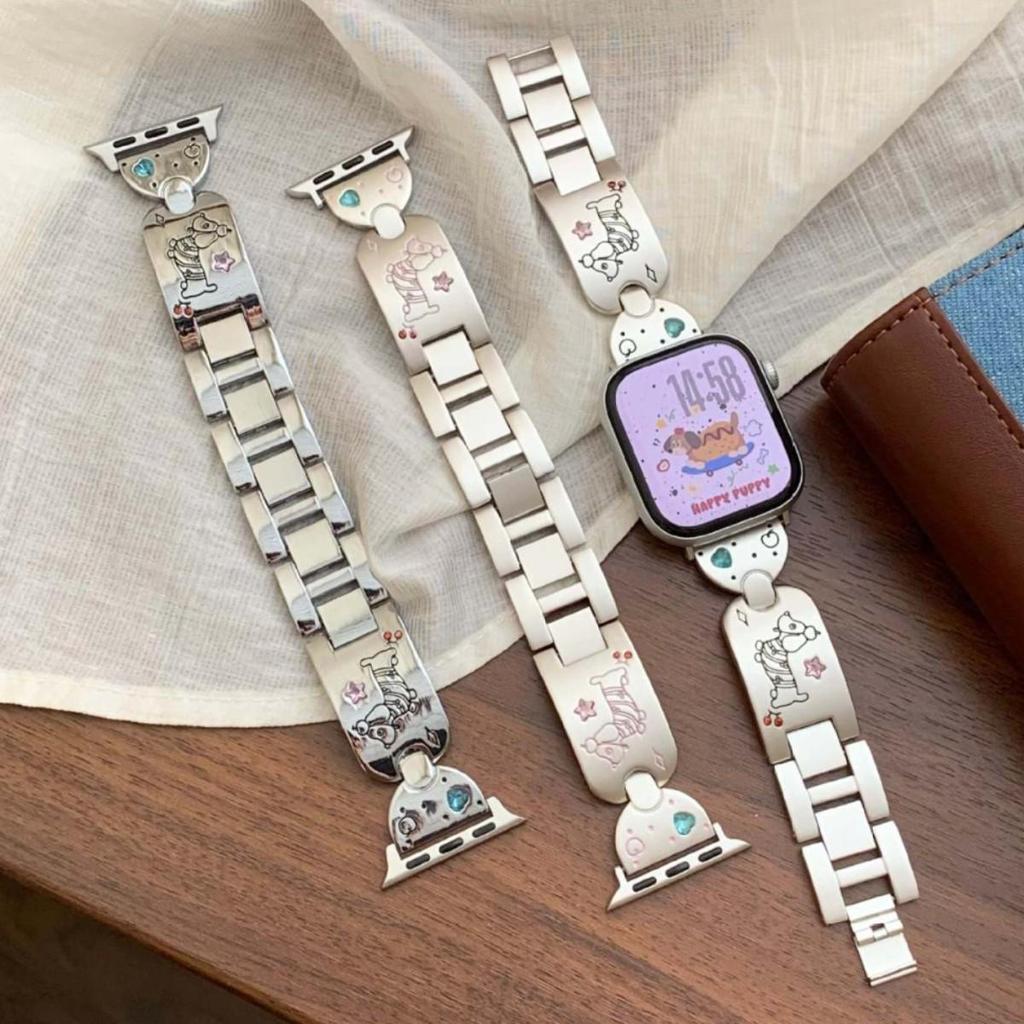 Cinturino Colorato con Zirconi per Orologio Dachshund - Adatto per Apple S10, iWatch 987SE, Xiaomi 8/9 Pro, Huawei