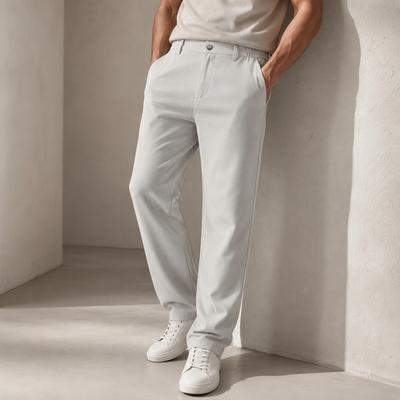 Men’s Business Casual Pants Spring Formal Trousers Wrinkle Resistant Solid Color with Zipper Pockets for Daily Comfort