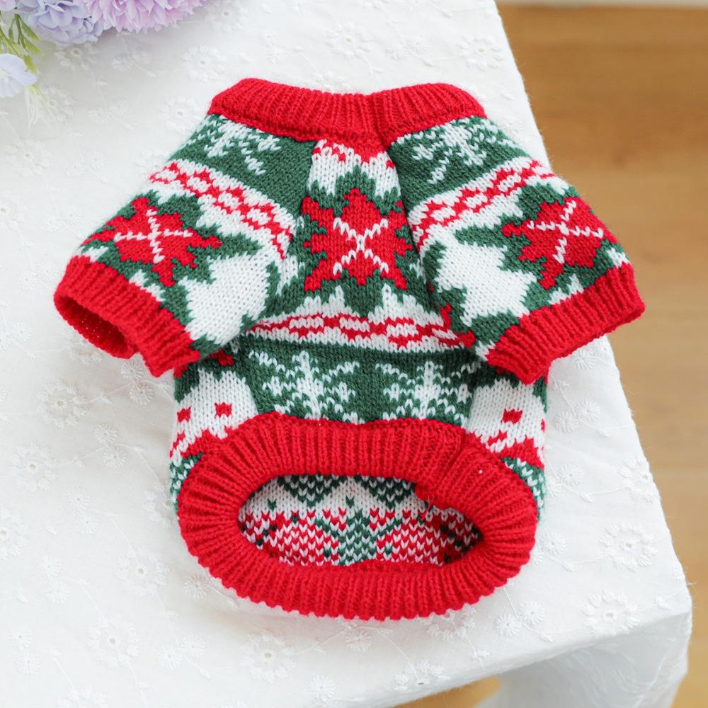 Warm Dog Snowflake Sweater Cartoon Pattern Christmas Puppy Clothes Cat Elk Knitwear Holiday Suit