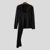 INCERUN Autumn Men Lapel V Neck Long Sleeve Long Layers Rib Casual Tops Pullovers