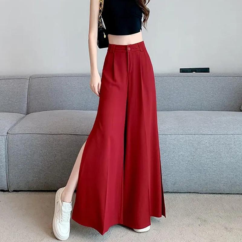 

Plus Size Women s High Waist Slit Wide-Leg Pants - Japanese Lazy Style, Spring/Summer 2026 Collection XL