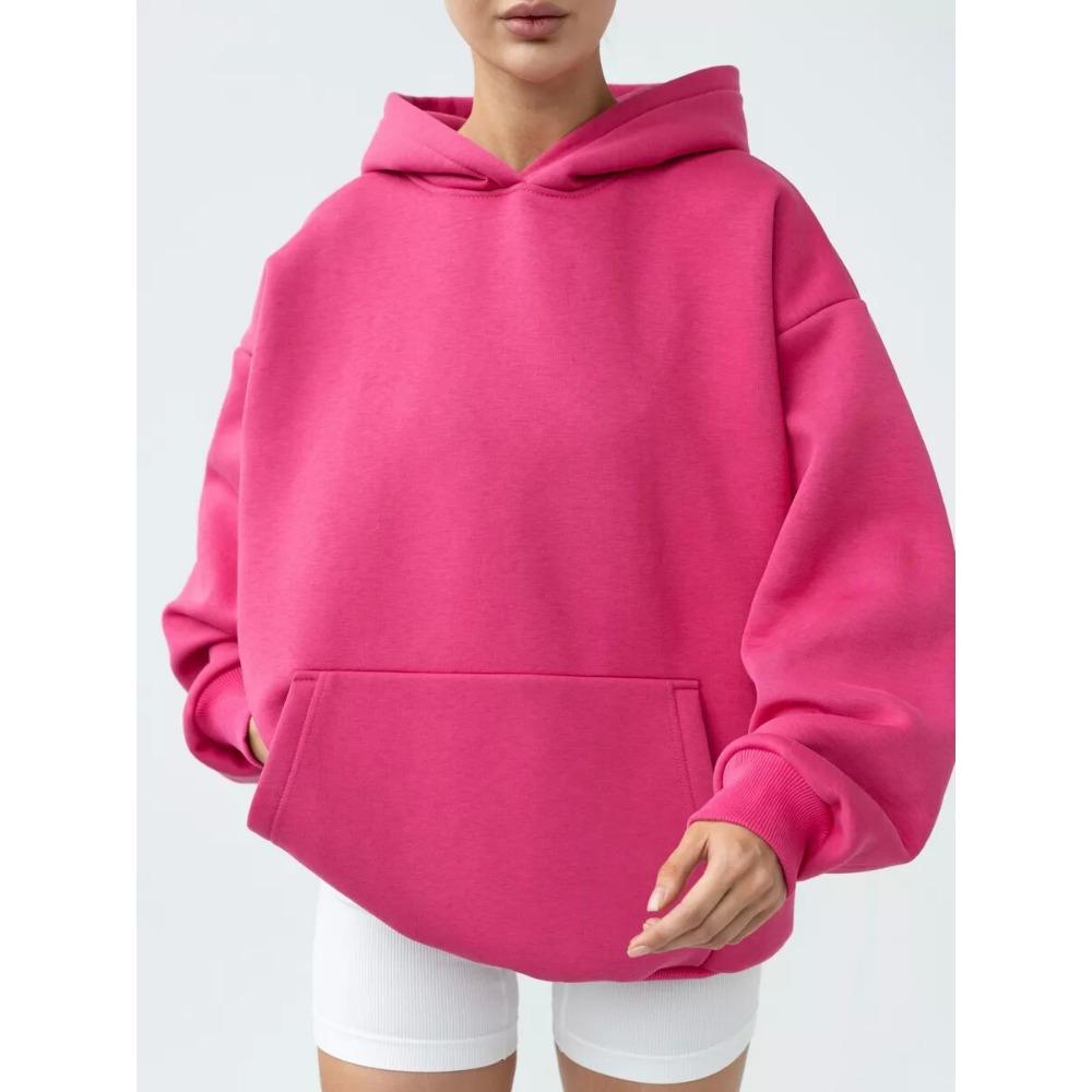 Women's Long Sleeved Hooded Sweatshirt with Loose Fitting Top