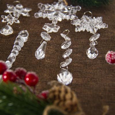 10pcs Snowflake Transparent Simulation Acrylic Icicles Hanging Ornament Xmas Tree Pendant New Year Winter Party Home Decoration
