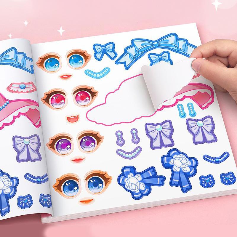 1Set Toy Puzzle Stickers Reusable For Girls Cartoon Princess Make A Face Stickers Handicrafts Creative Kids Stickers