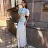 European and American Women's Clothing 2026 Summer New Temperament Celebrity Style Stand-up Collar Lotus Leaf Sleeve Waist Floral Dress Women