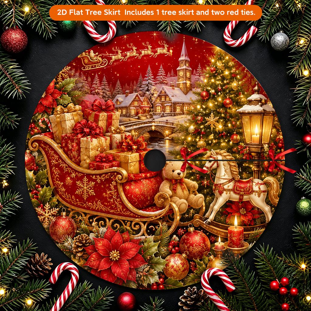 1pc Tree Skirt, Festive Christmas Decor with Gifts, Christmas Home Decor: Large Round Tree Skirt, Tree Cover for Indoor And Outdoor Holiday Decoration