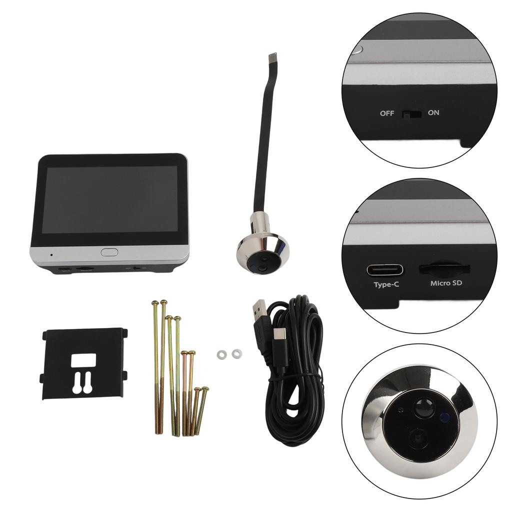 Apartment Door Peephole Camera with Wide Angle Lens & 4 3 Color Screen