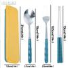 3pcs Set Portable Dinnerware Kit Spoon Fork Chopstick Cutlery Tableware with Box Set Stainless Steel Travelling Dinnerware Set