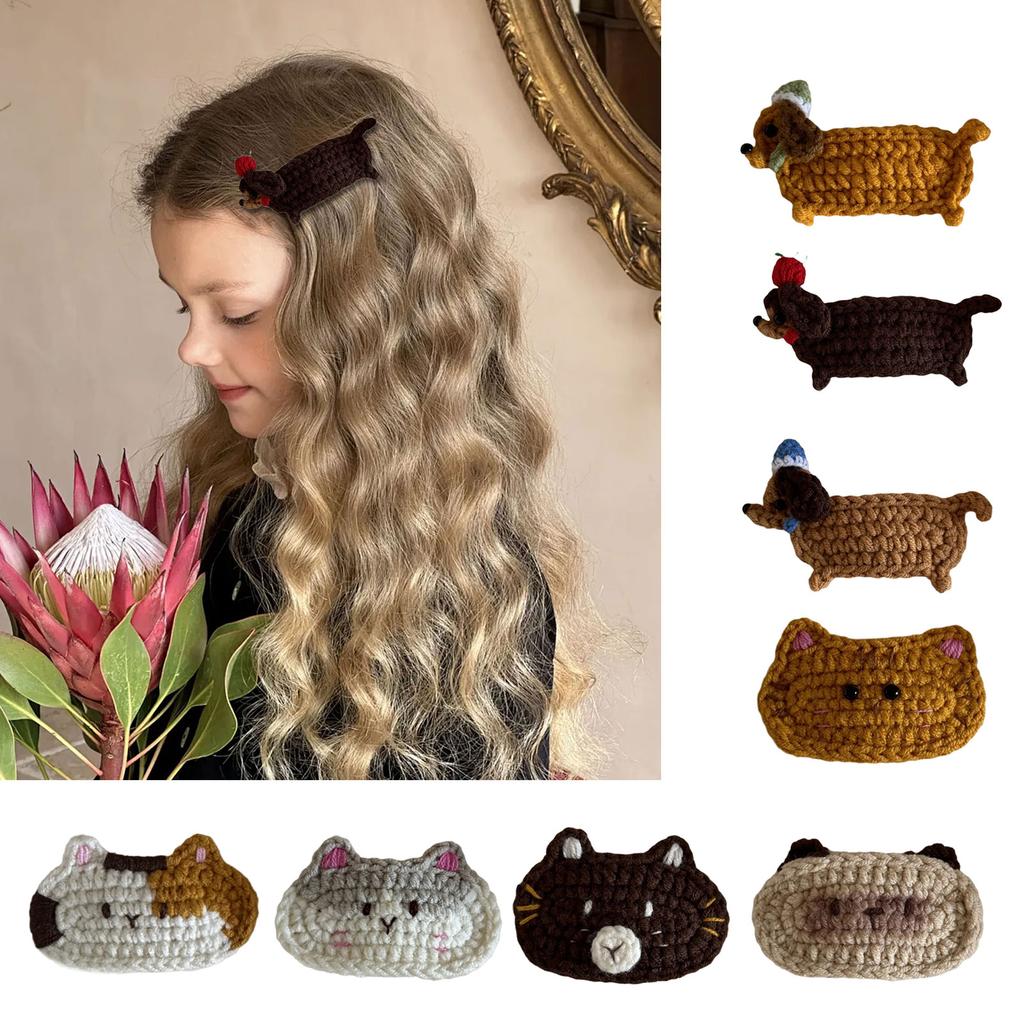 1PC Yarn Knitted Hair Clips with Dog and Cat Designs Fashion Hair Accesories for Everyday Wear or Special Occasions