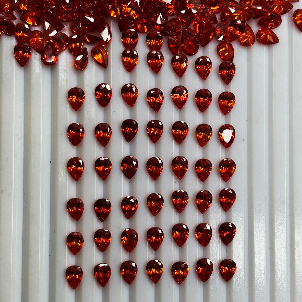 Natural Orange Sapphire Loose Gemstone 7x5 mm 6 pcs Pear Cut Lot September Birthday Birthstone