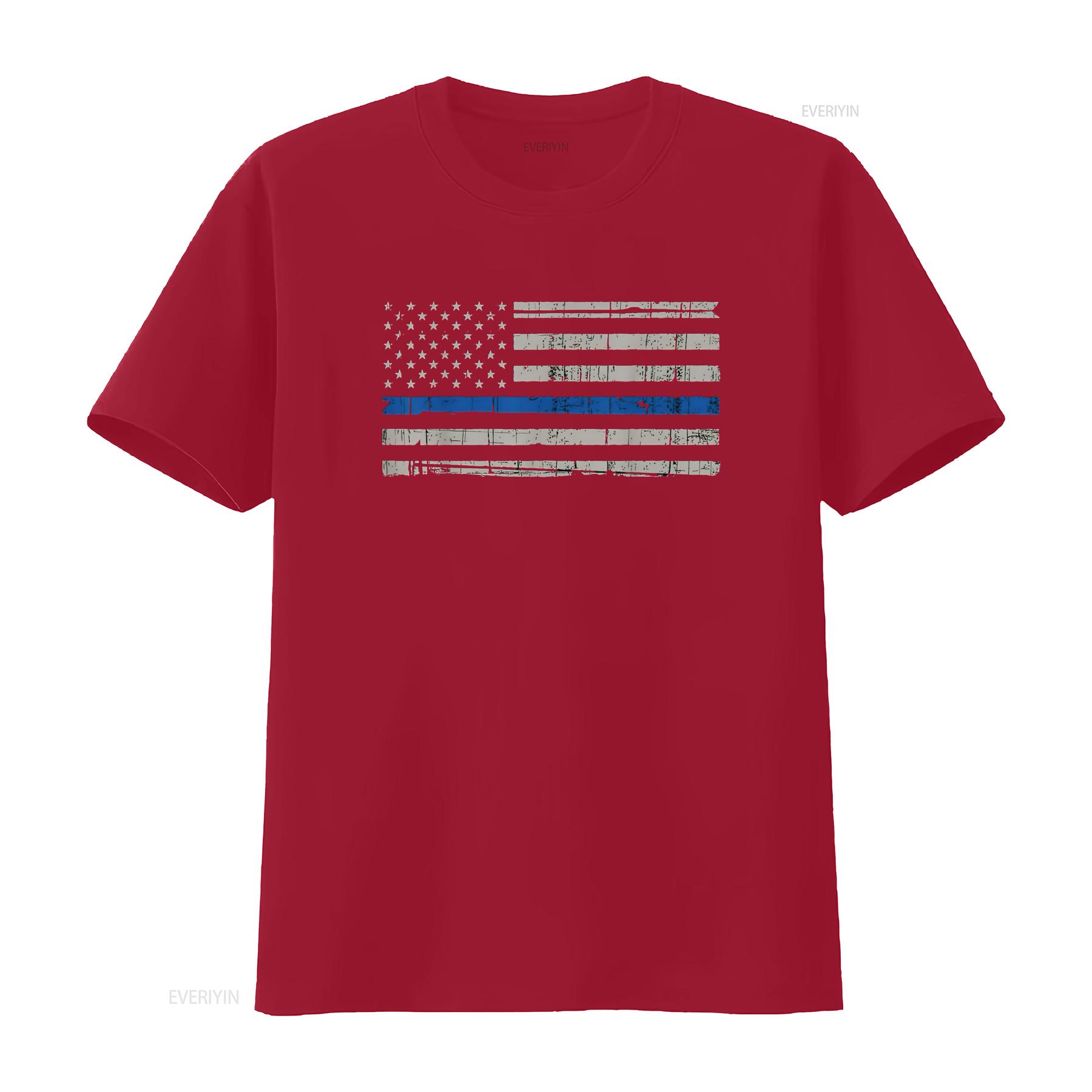 Womens Thin Blue Line American Flag T Shirt Law Enforcement Leo vintage Washed Unisex designer clothes graphic Comfortable S