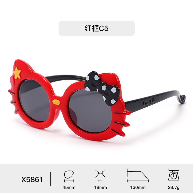 Baby sunglasses2026New Cartoon Bow-knot Cat-eye Polarized Sunglasses, Silicone Sunshades for Boys and Girls