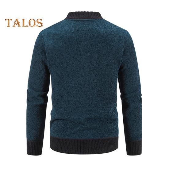 Fall Winter Sweater Coat with Side Pockets Round Neck Zip-up Slim Fit Thickened Long Sleeves Embroidery Daily Wear Work Dating Jacket