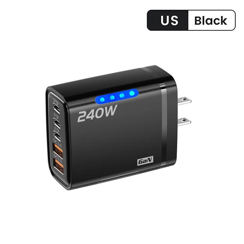 5 Ports USB C PD Fast Charging Adapter with Quick Charge 3.0 for Smartphones Tablets Universal High Speed Multi-Device Charger