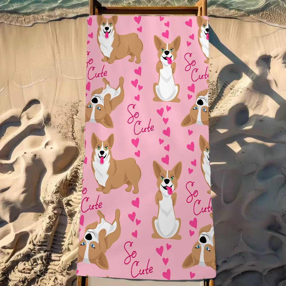 Cartoon Hund Aufdruck Strandtuch Cartoon Niedlich Sommer Kinder Großes Bade Pool Strandtuch Mikrofaser Saugfähig Zum Schwimmen Reisen