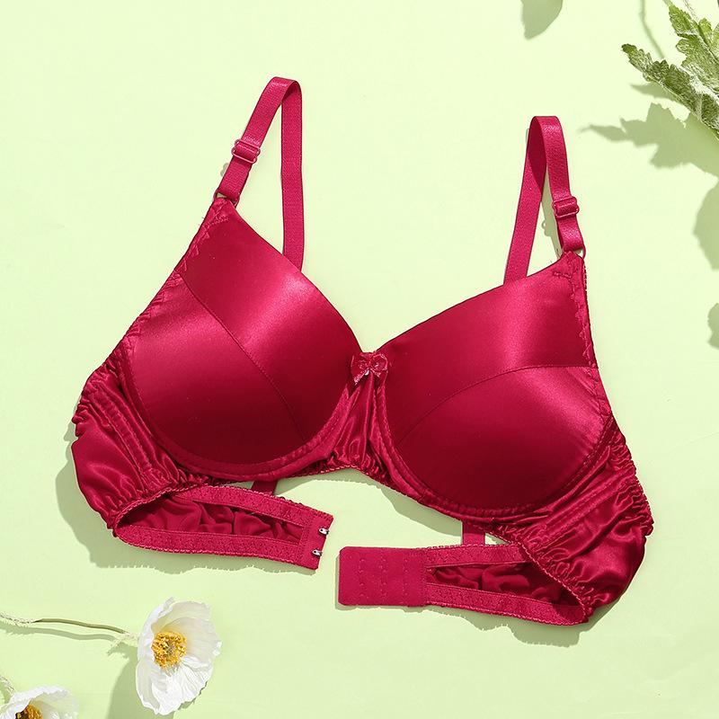 Silk Bra Double-sided Mulberry Silk Bra Thin No Steel Ring Seamless Underwear Women's AB Cup Solid Color Silk Bra