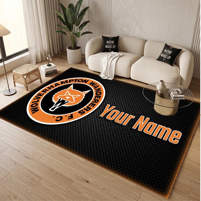 Personalized Crystal Velvet Carpet Wolverhampton Wanderers Pattern Non Slip Floor Rug