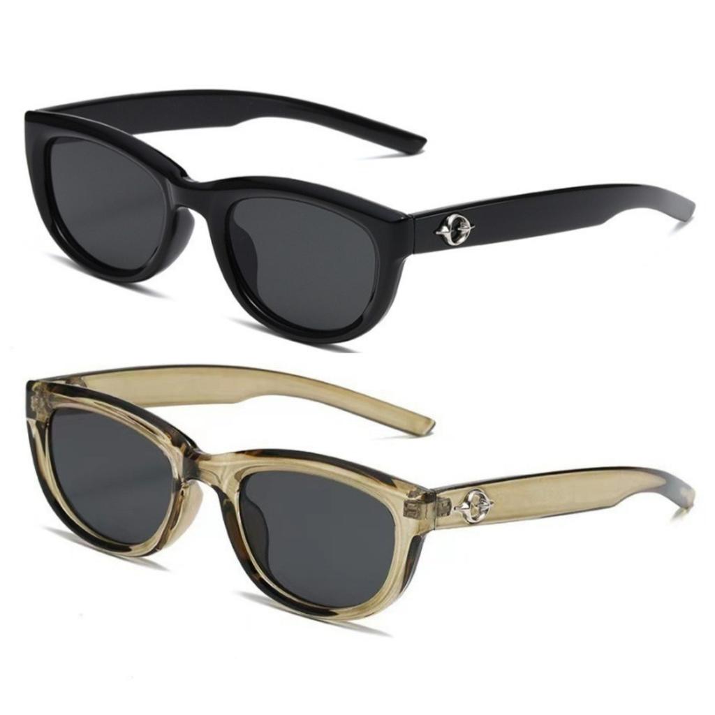 2PCS Korean Retro Ulzzang Style Oval Sunglasses for Women Vintage Shades for Women