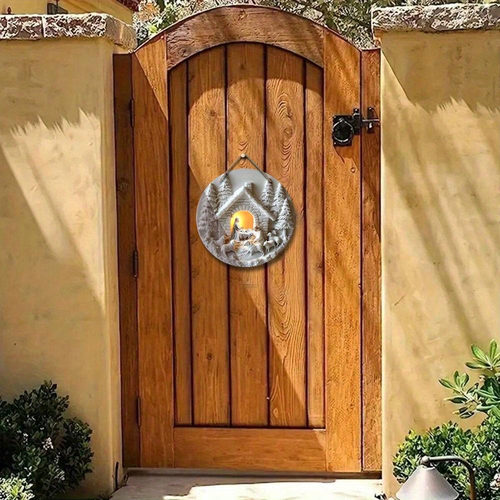 5pcs Wooden Nativity Scene Christmas Sign - 2D Flat Relief, No Electricity or Battery Needed, Festive Wall Hanging Ornament for Home Decor