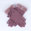 Woman Winter Gloves Windproof Gloves Hand Wear Lovely Bowknot Thick Warm Wind Proof Suede Fabric Telefingers Gloves