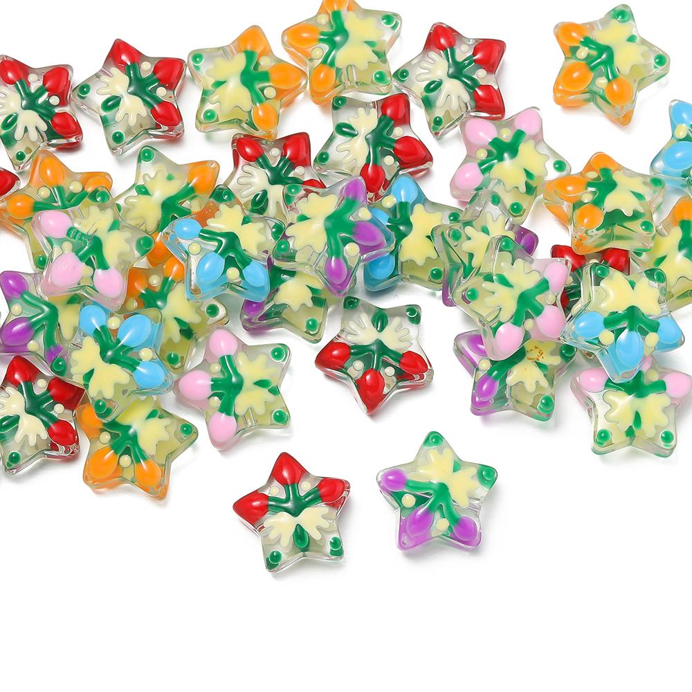 5pcs/lot Glass Loose Bead Christmas Stars Snowflakes Beads For DIY Jewelry Making Earring Necklace Pendant Festival Decor Gift