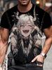Men's T-Shirt Anime Samurai Girl 3D Print T Shirt Fashion Men Women Loose Casual Top Japanese Korean Style Street Trend Tee
