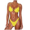 Women's Summer Fashion Sexy Solid Color V-neck  Bikini Beach Swimwear