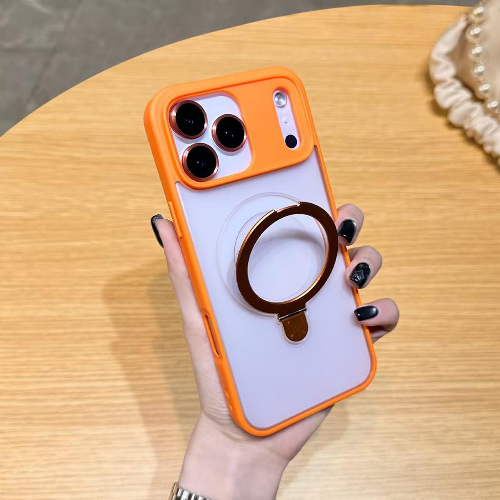 Applicable To IPhone17PROMAX Skin Sensing Stand Mobile Phone Case Matte Magnetic Suction Apple 16 with Lens Film Protection Case