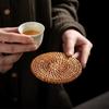 Retro Style Round Rattan Coasters - Natural Woven Fabric Placemats for Home And Kitchen Decor, Perfect for Dining Tables