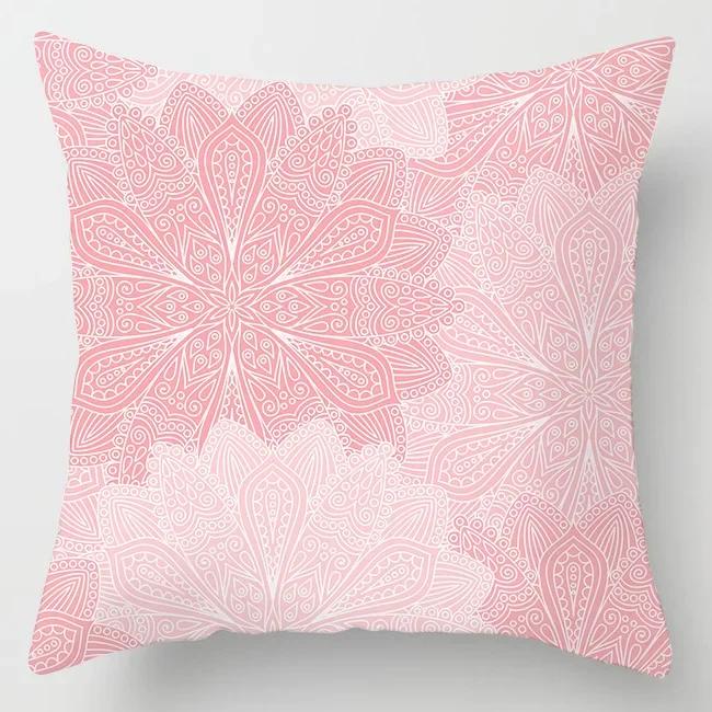 Hot Pink Roses Swan Feathers Geometric Cushion Cover Modern Fashion Nordic Simple Pillowcase Home Decor Sofa Throw Pillows Cover