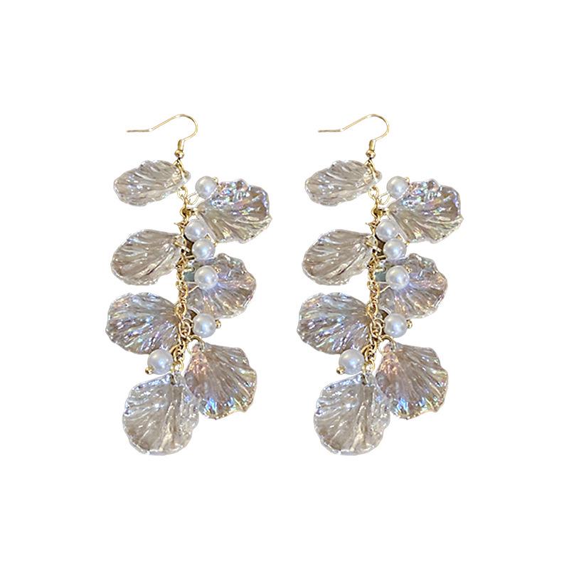 Retro Elegant Acrylic Flower Tassel Earrings - European & American Fashion Niche for Women