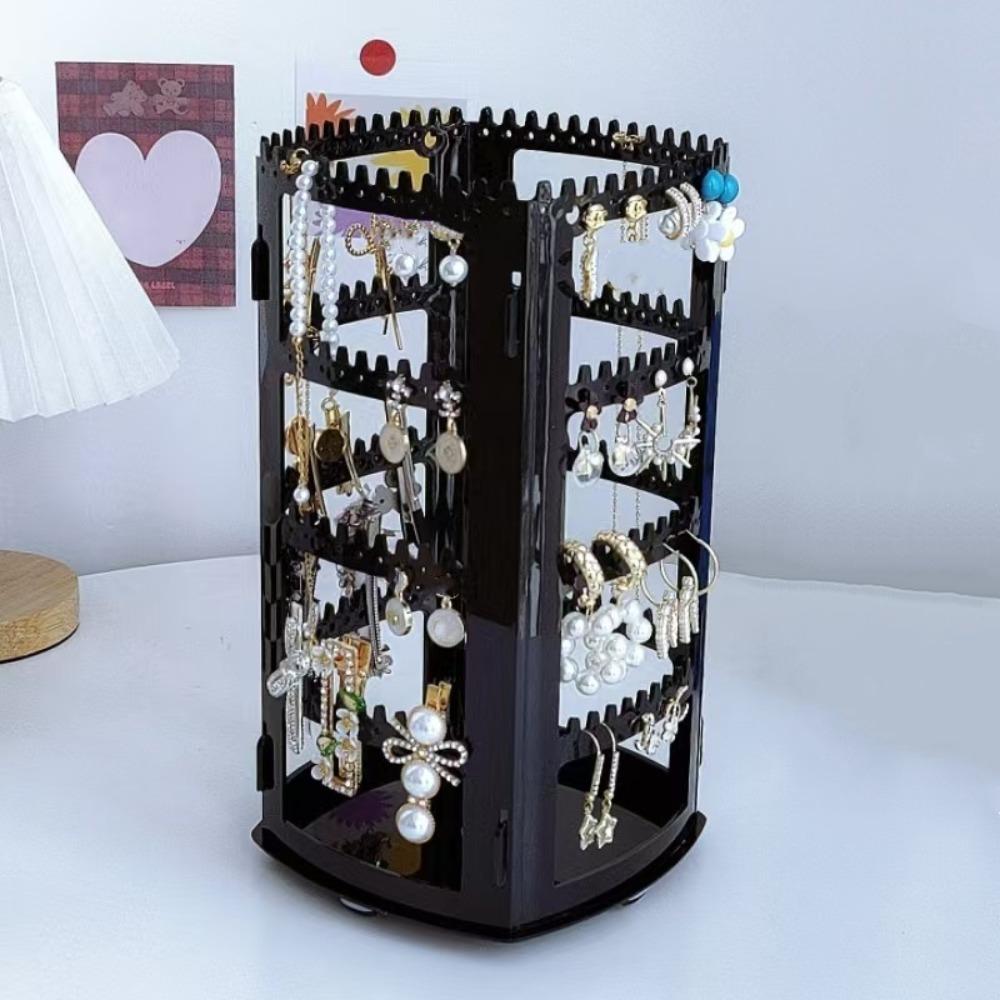 360 Degree Jewelry Display Rack Rotating Jewelry Storage Box Necklaces Rings Holder Selling Show