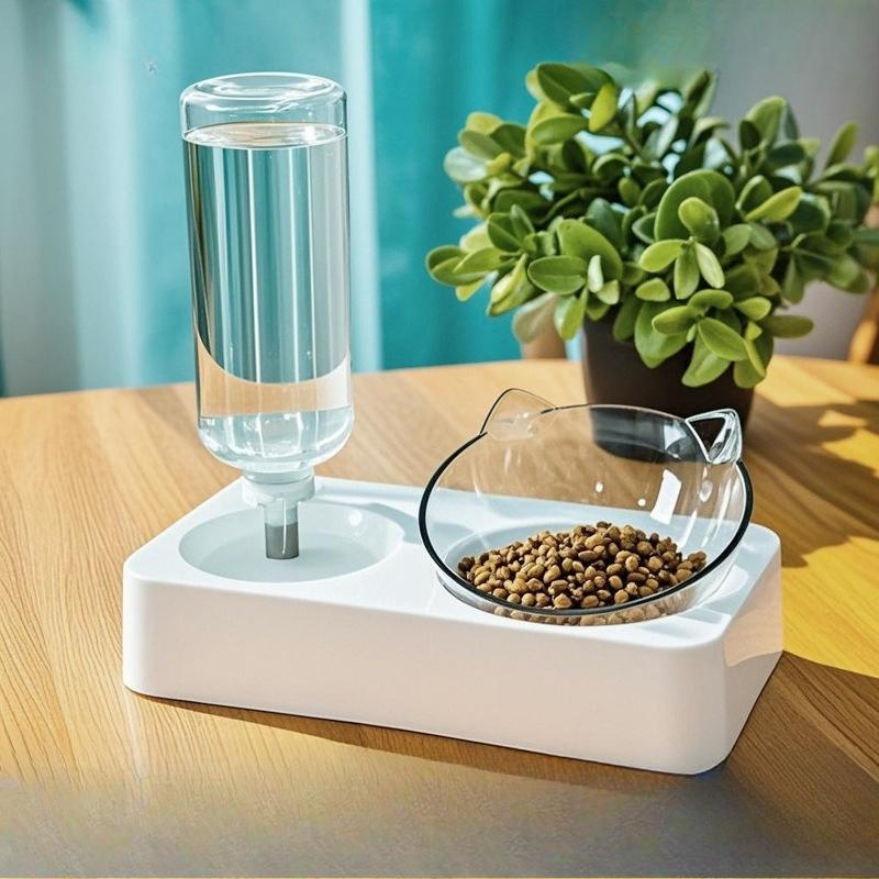 Cat Bowl, Pet Bowl, Automatic Water Dispenser, Water and Food Integrated, Cat and Dog Food Bowl, Dog Bowl, Pet Water Bowl