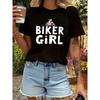 Cool and Stylish Biker Graphic Print Women'S Round Neck T-Shirt for Spring and Summer