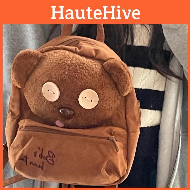 Tim Me Despicable Bear Cartoon Plush Backpack Large Capacity Student Schoolbag