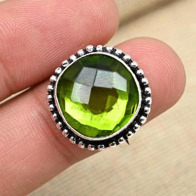 Stříbrný zásnubní prsten s drahokamem peridot, ručně vyrobený z 925 sterlingových šperků