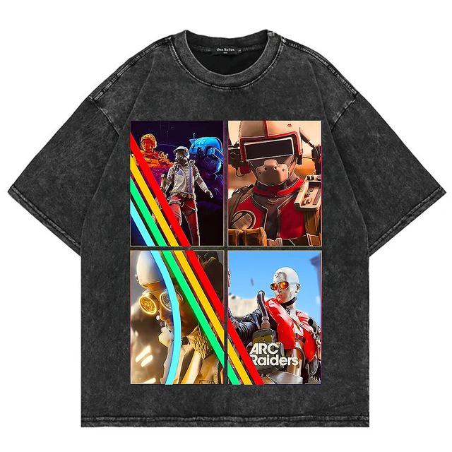 Camiseta ARC Raiders 100% Algodão Lavado Vintage para Homens/Mulheres