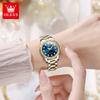 OLEVS 7003 Mechanische Damen-Kleideruhr Luxus Diamant Zifferblatt Kalender Wasserdicht Leuchtend Damen Armband Armbanduhr Elegant