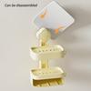 Soap Dish Soap Holder for Shower Single/Double Layer Wall Mounted Soap Rack No Drilling Self Draining for Bathroom