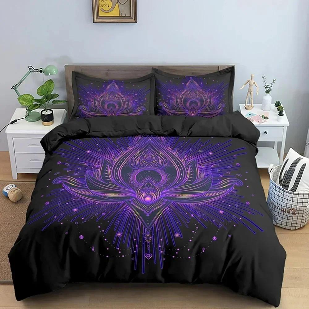 3D Print Bohemian Lotus Mplusala Flower Beding Set Bedrom Soft Modern Bedspreads Comefortable Soft with Soft Fabric Duvet Cover Quilt Pilowcase
