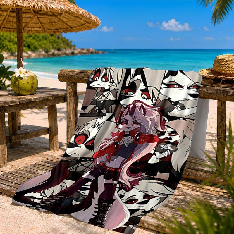 Vibrant Devilish Hazbin Beach Towel Microfiber Beach Towel, Lightweight and Quick-Dry, for Summer Travel, Swimming Pool Fan Birthday Gift